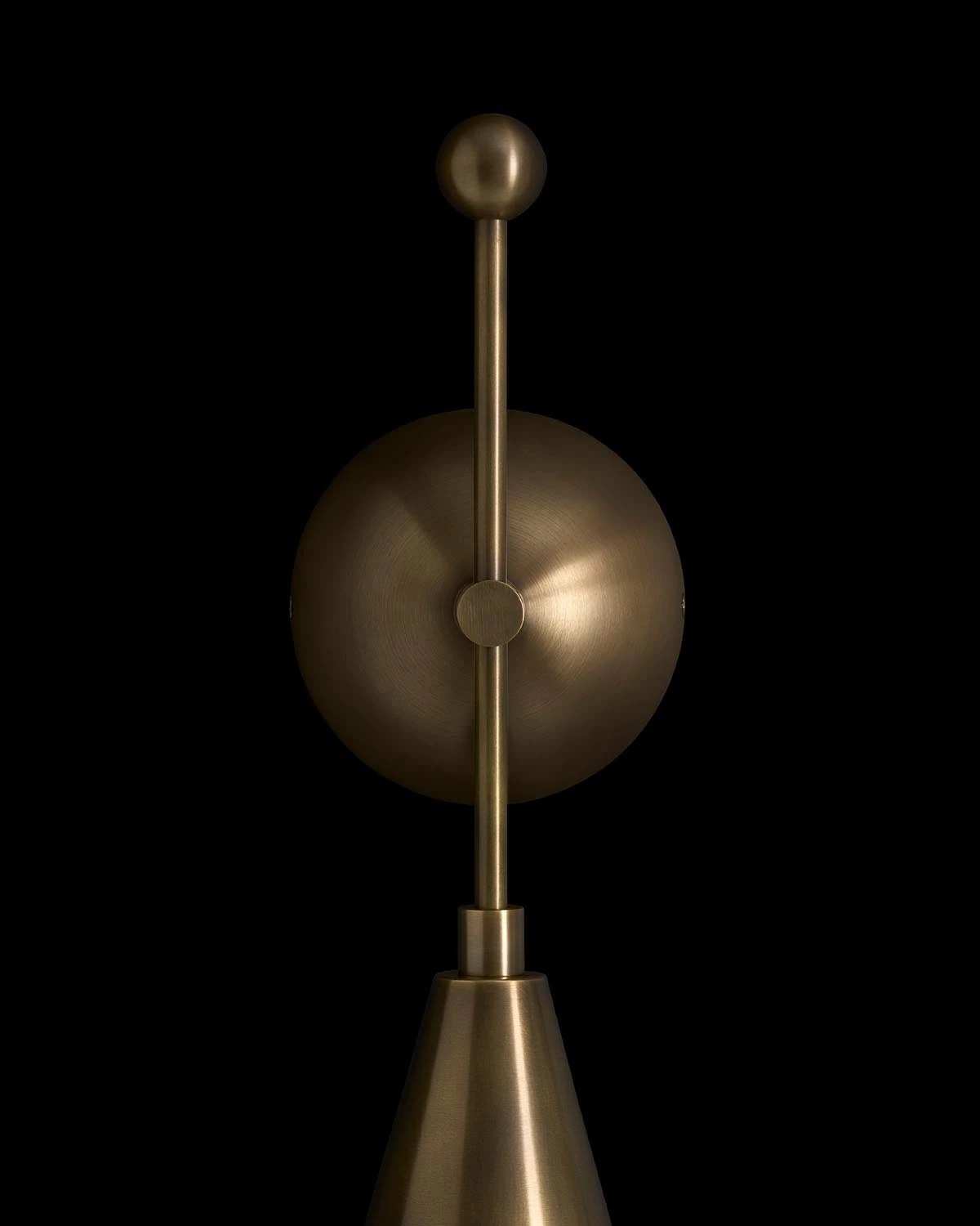 Apparatus TRIAD : 1 Sconce in aged brass, unlit studio shot showing the full geometry