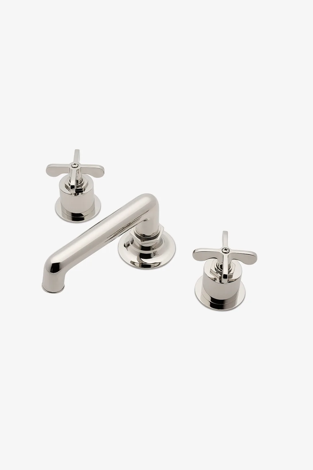 Henry three-hole lavatory set with cross handles in a polished chrome or nickel finish
